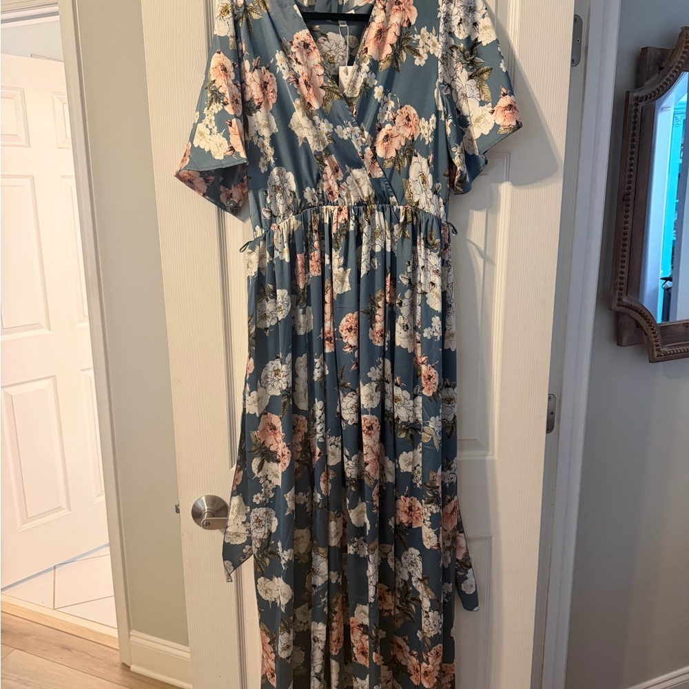 Baltic Born Floral Maxi Dress in Blue and Pink